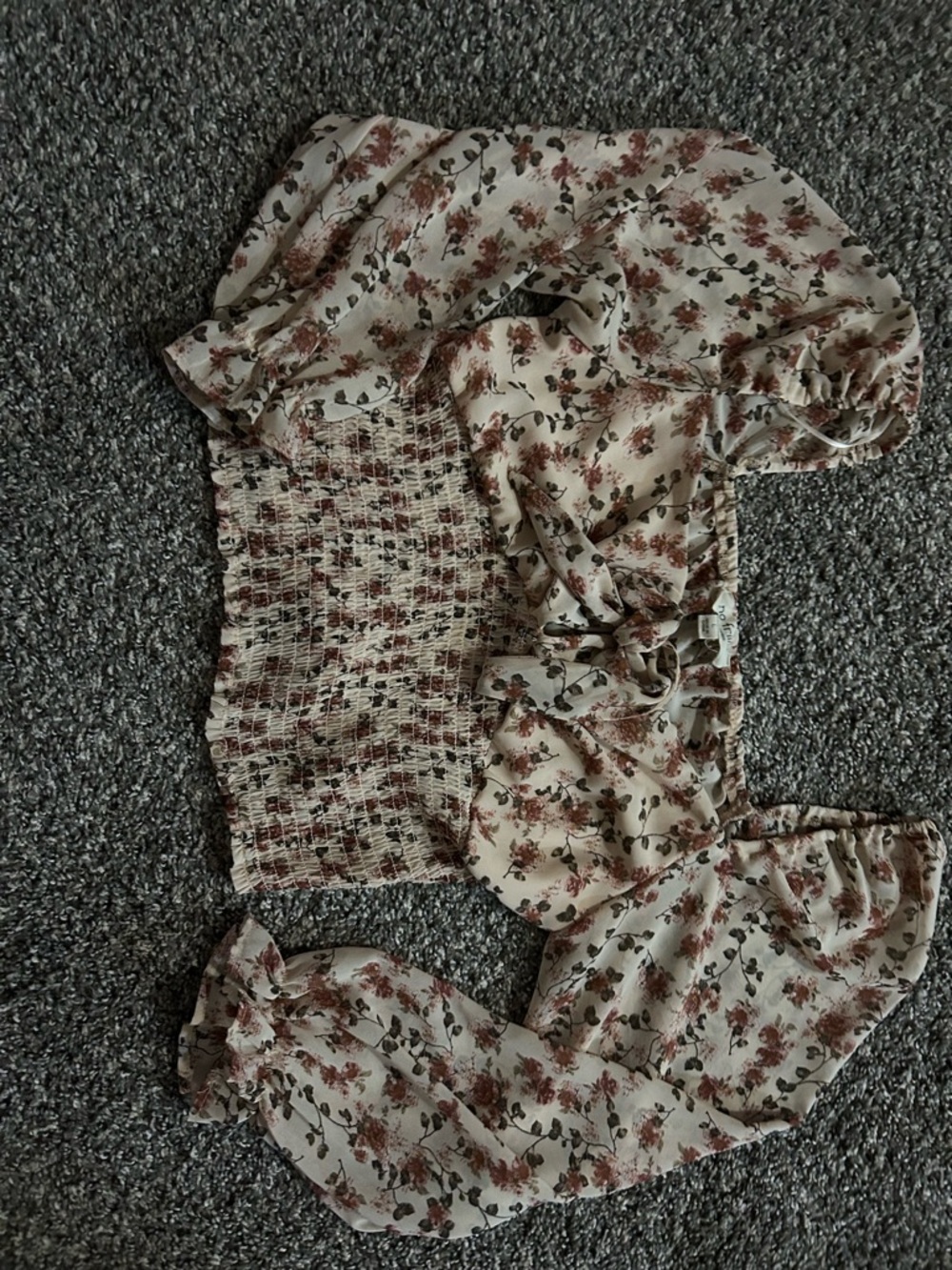 Girls Floral Cream and Dusty Rose Top